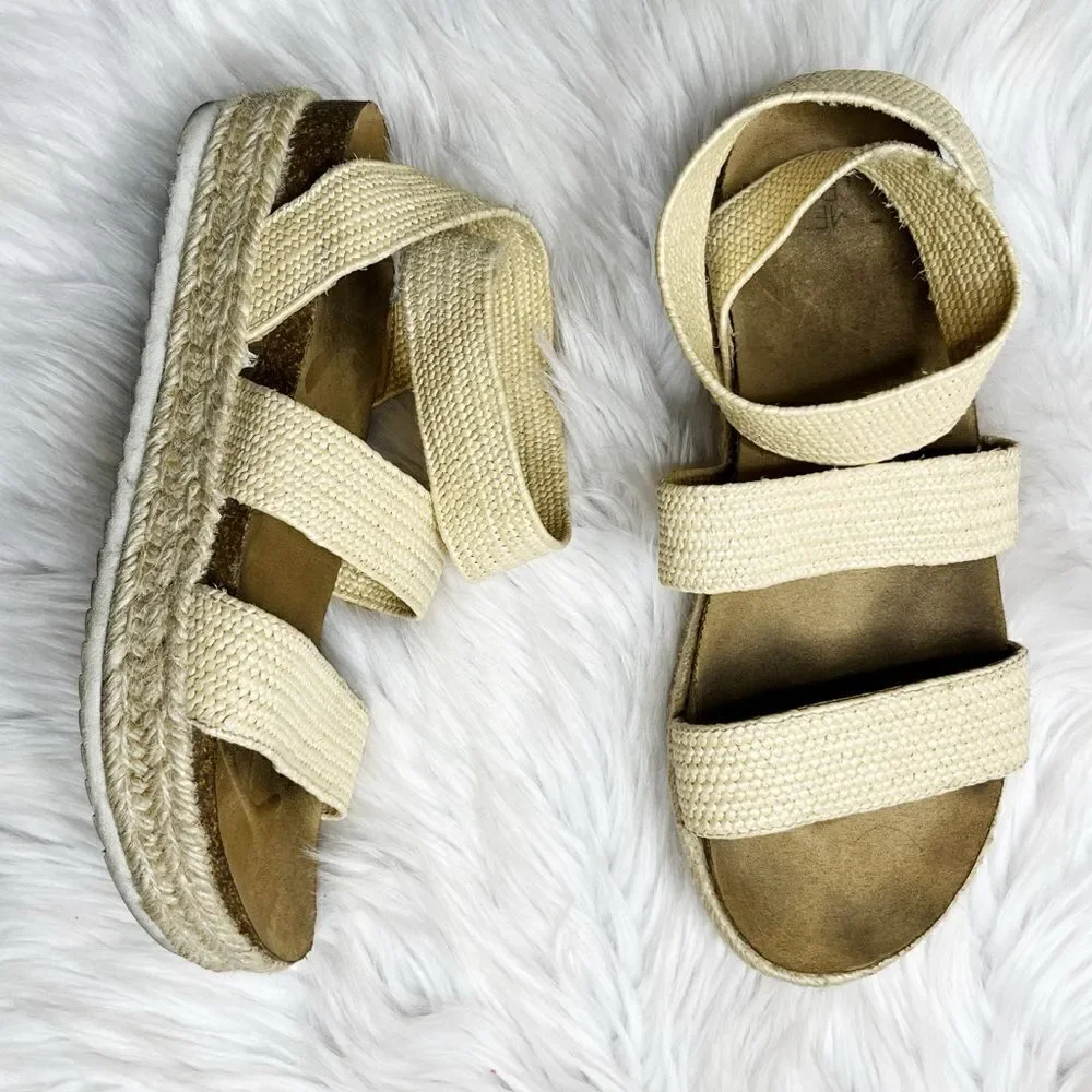 Time and Tru Strappy Platform Espadrilles Tan Size 8